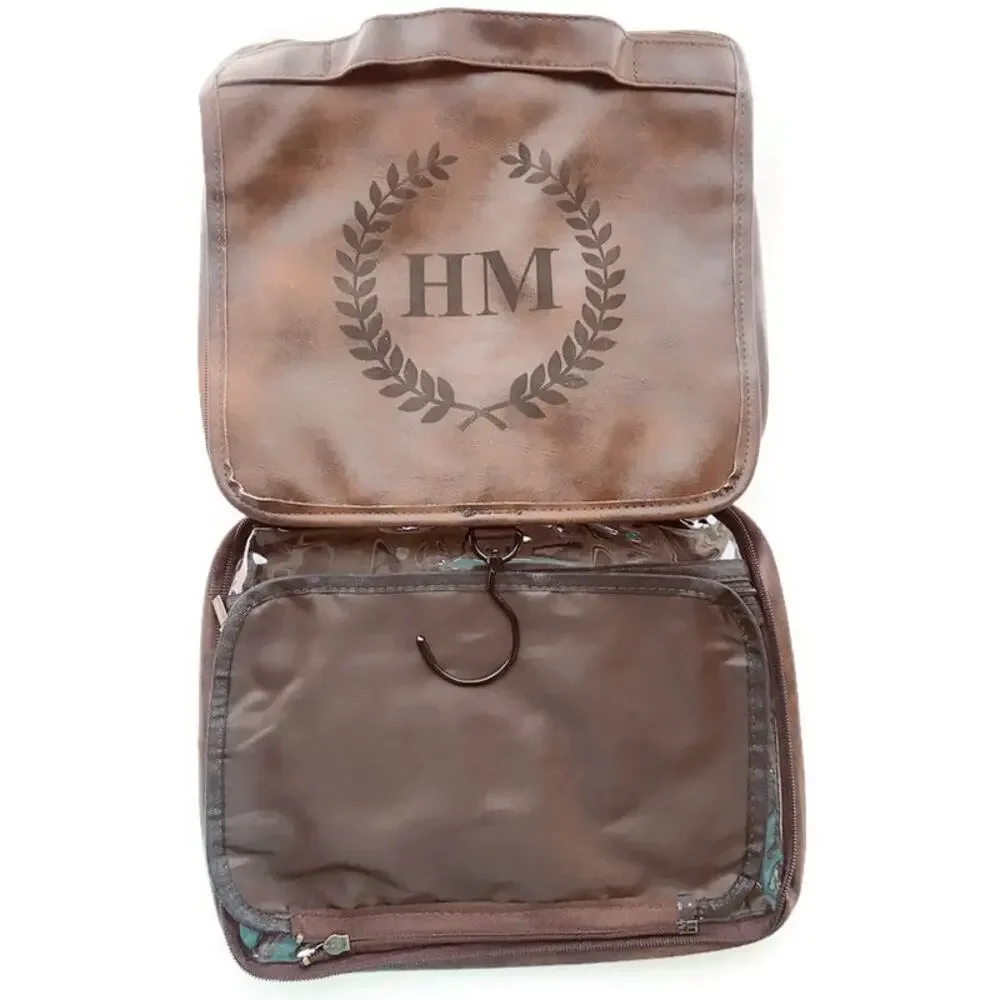 H&M Brown Travel Toiletry Bag Makeup Shaving Organizer Dopp Kit Men Women